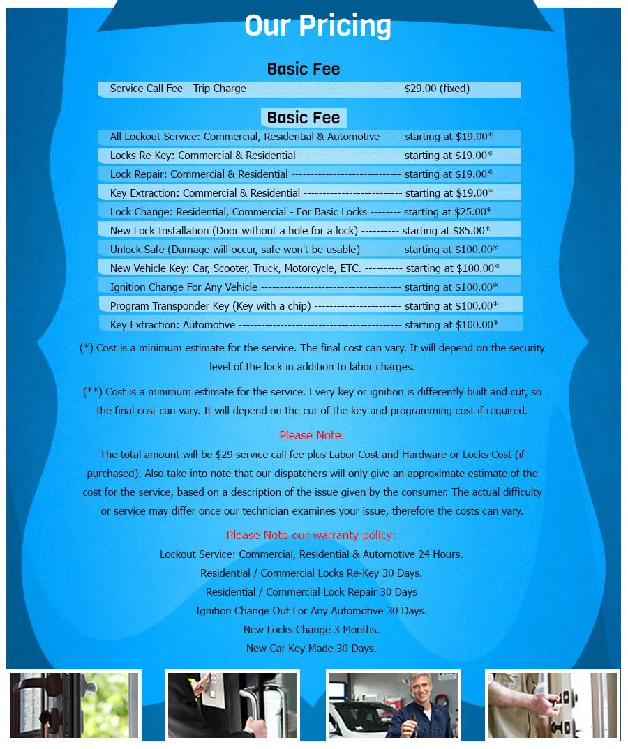 Drexel Hill Locksmith Service, Drexel Hill, PA 610-973-5280 - Pricelist